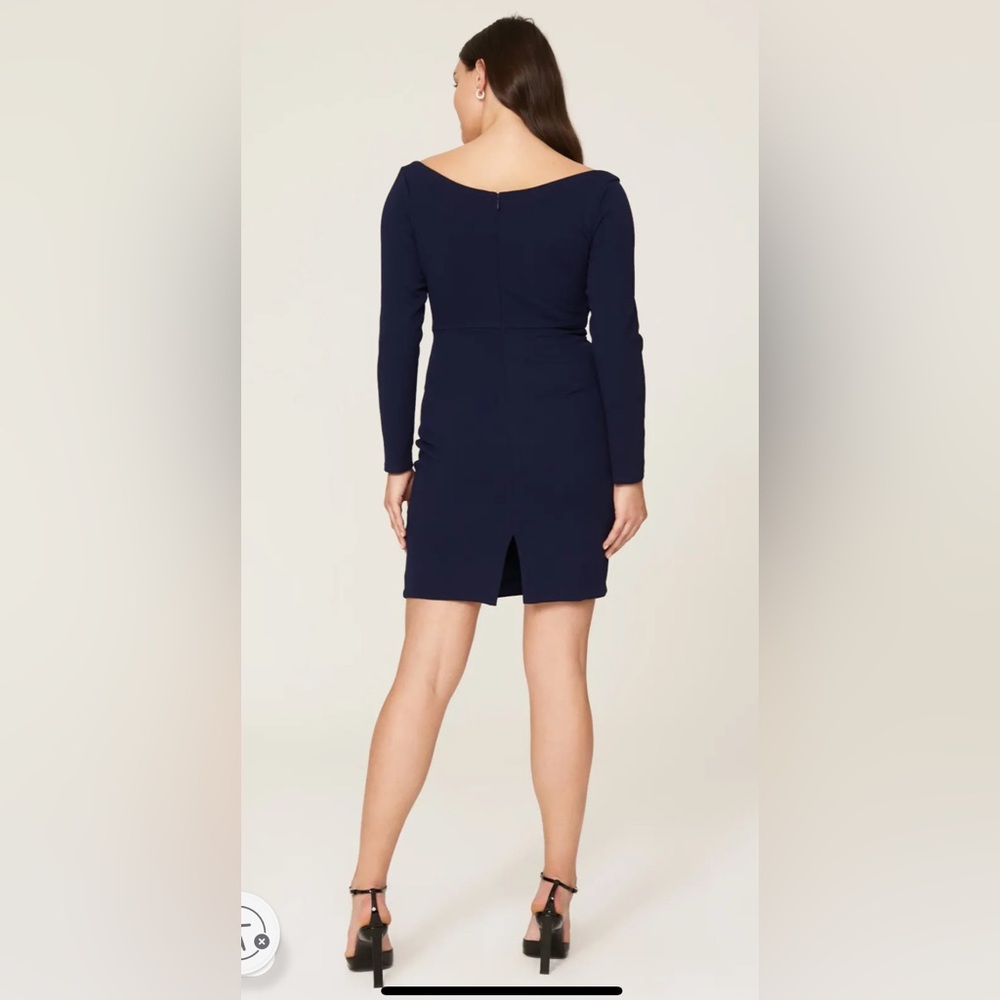 Dress The Population Jade Cut Out Long Sleeves  Cocktail Mini Dress Navy large - Picture 3 of 11